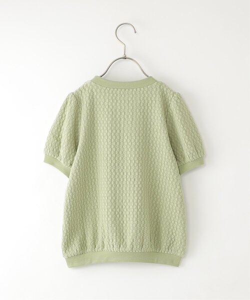 ikka(イッカ)の「【親子コーデ】 ジャカードパフ袖プルオーバー (120cm~160cm)(Tシャツ/カットソー・キッズ・オフホワイト/ライトグリーン・130/140/150/120/160)」の3枚目の写真
