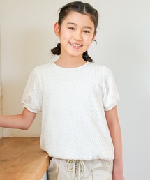 ikka | 【親子コーデ】 ジャカードパフ袖プルオーバー (120cm~160cm)(Tシャツ/カットソー)