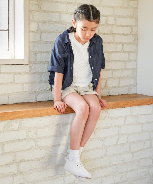 ikka(イッカ)の「【親子コーデ】 ジャカードパフ袖プルオーバー (120cm~160cm)(Tシャツ/カットソー・キッズ・オフホワイト/ライトグリーン・130/140/150/120/160)」の19枚目の写真