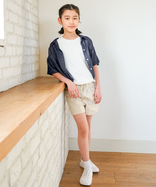 ikka(イッカ)の「【親子コーデ】 ジャカードパフ袖プルオーバー (120cm~160cm)(Tシャツ/カットソー・キッズ・オフホワイト/ライトグリーン・130/140/150/120/160)」の20枚目の写真