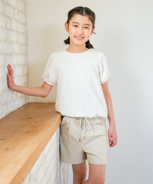 ikka(イッカ)の「【親子コーデ】 ジャカードパフ袖プルオーバー (120cm~160cm)(Tシャツ/カットソー・キッズ・オフホワイト/ライトグリーン・130/140/150/120/160)」の17枚目の写真