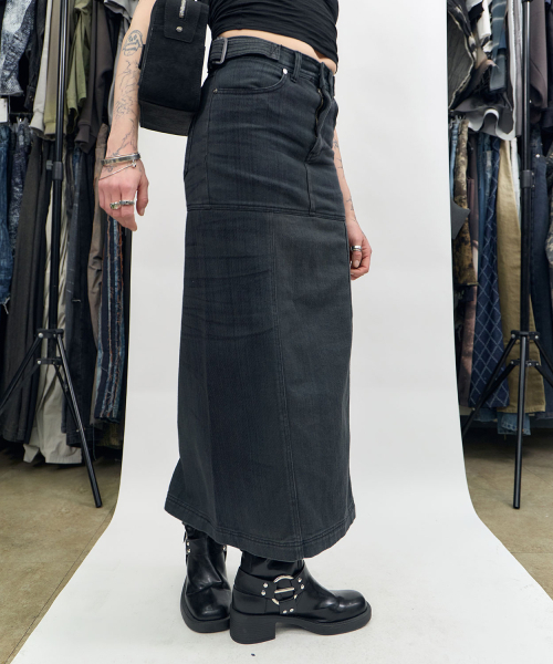 BLR(ビーエルアール)の「Black Cotton Belted Long Skirt(スカート・レディース・その他・SMALL/MEDIUM/LARGE)」の1枚目の写真