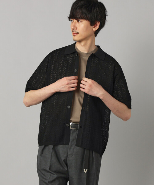 COMME CA MEN（コムサメン）の「メッシュ半袖 ニットシャツ（ニット/セーター・メンズ・ベージュ/ブルー/ブラック・L/M）」の5枚目の写真