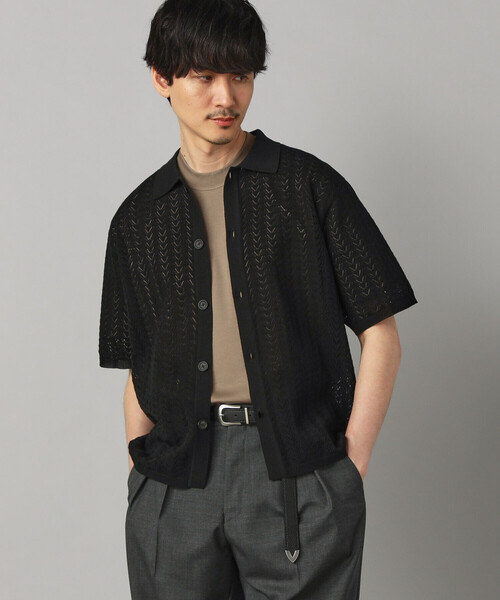 COMME CA MEN（コムサメン）の「メッシュ半袖 ニットシャツ（ニット/セーター・メンズ・ベージュ/ブルー/ブラック・L/M）」の6枚目の写真