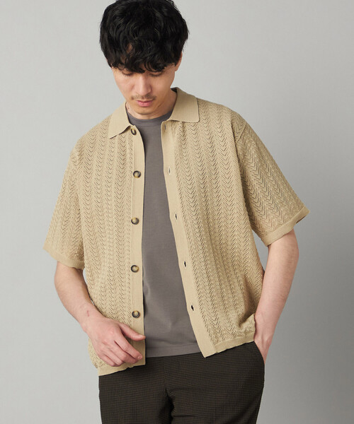 COMME CA MEN（コムサメン）の「メッシュ半袖 ニットシャツ（ニット/セーター・メンズ・ベージュ/ブルー/ブラック・L/M）」の9枚目の写真