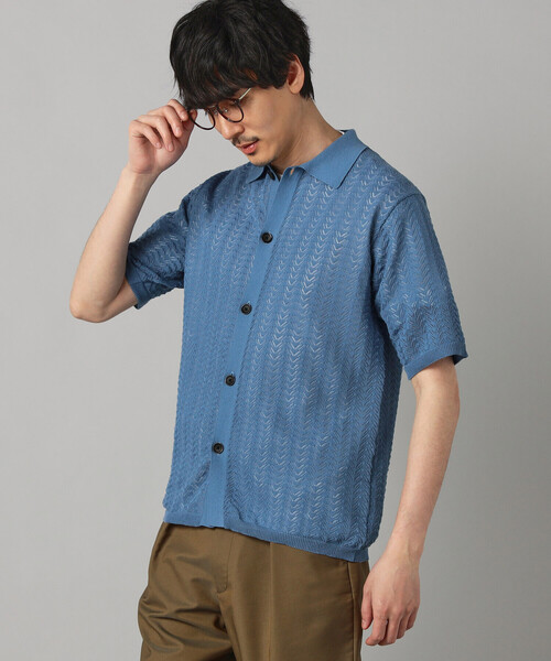 COMME CA MEN（コムサメン）の「メッシュ半袖 ニットシャツ（ニット/セーター・メンズ・ベージュ/ブルー/ブラック・L/M）」の13枚目の写真