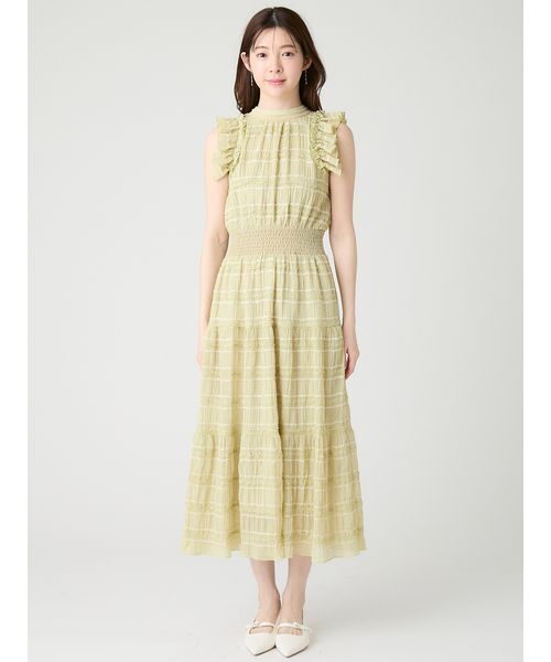 CELFORD(セルフォード)の「【洗える】【接触冷感】フリルシフォンワンピース(ワンピース・レディース・ブラック/ホワイト/ライム・36/38)」の10枚目の写真