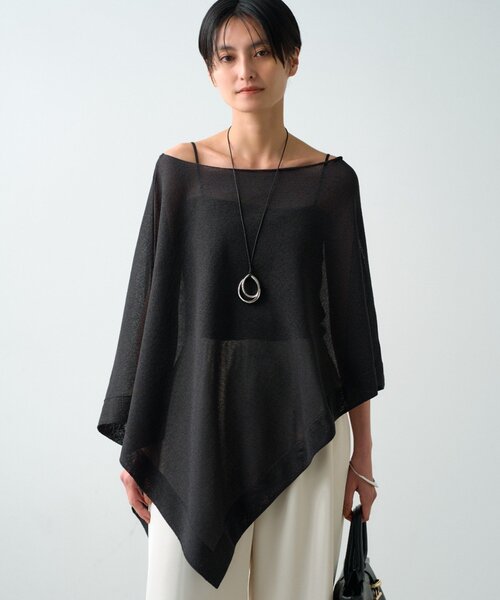 LOUNGEDRESS（ラウンジドレス）の「【JAPAN MADE】アシメニットポンチョ（ポンチョ・レディース・ブラック/ブラウン・FREE）」の8枚目の写真