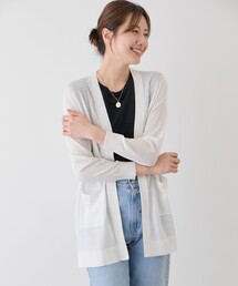 麻混ロングトッパーカーディガン