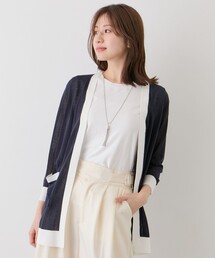 麻混ロングトッパーカーディガン