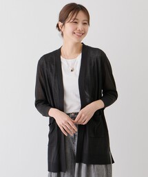 麻混ロングトッパーカーディガン