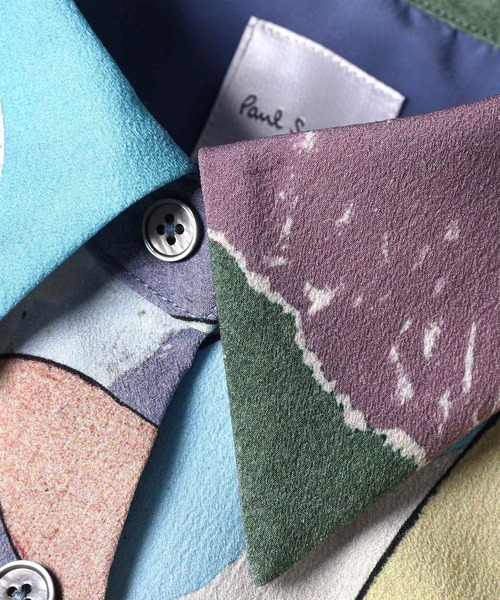 Paul Smith(ポールスミス)の「ウィメンズ "River Collage" プリント 半袖 シャツ / 165057 347B(シャツ/ブラウス・レディース・グレイッシュブルー・40)」の5枚目の写真