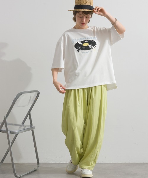 le colis(ルコリ)の「ドライタッチ 天竺 レコード プリント 5分袖 Tシャツ(Tシャツ/カットソー・レディース・ブラック/オフホワイト/ラベンダー/ライトイエロー・FREE)」の9枚目の写真