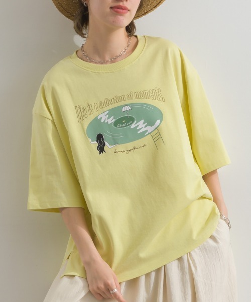 le colis(ルコリ)の「ドライタッチ 天竺 レコード プリント 5分袖 Tシャツ(Tシャツ/カットソー・レディース・ブラック/オフホワイト/ラベンダー/ライトイエロー・FREE)」の10枚目の写真
