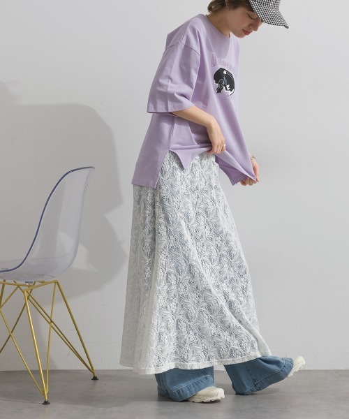 le colis(ルコリ)の「ドライタッチ 天竺 レコード プリント 5分袖 Tシャツ(Tシャツ/カットソー・レディース・ブラック/オフホワイト/ラベンダー/ライトイエロー・FREE)」の16枚目の写真