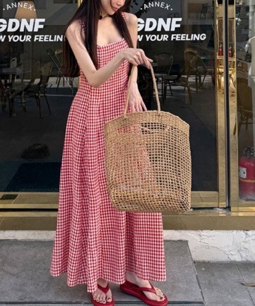 FREE STYLISTS(フリー スタイリスト)の「YUGA_YGMC Korean-style Checkered long dress(ワンピース・レディース・レッド/ブラック・M/S)」の17枚目の写真