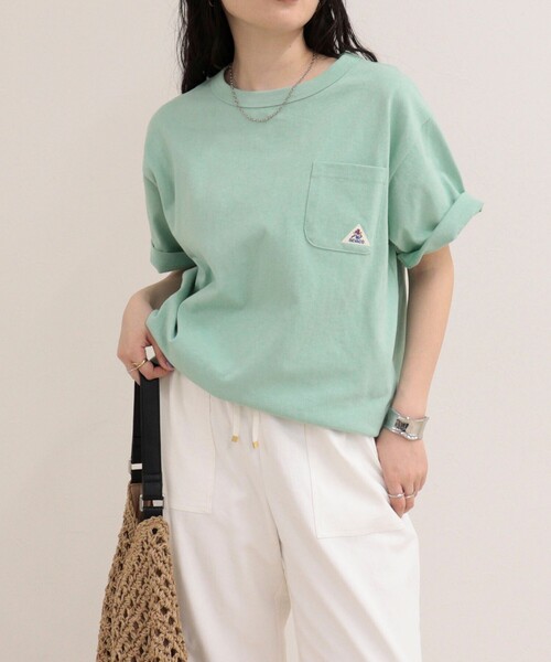 fredy emue(フレディエミュ)の「【GEVACO/ゲバコ】ベーシックオープンエンド天竺Tシャツ(Tシャツ/カットソー・レディース・ネイビー/ミント/オフホワイト・38)」の2枚目の写真