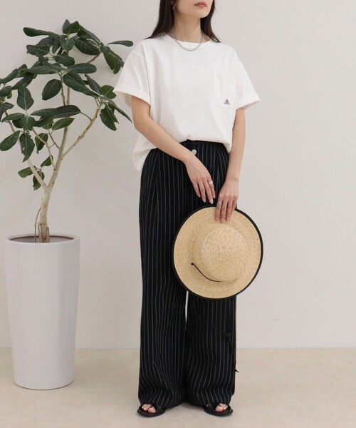 fredy emue(フレディエミュ)の「【GEVACO/ゲバコ】ベーシックオープンエンド天竺Tシャツ(Tシャツ/カットソー・レディース・ネイビー/ミント/オフホワイト・38)」の4枚目の写真