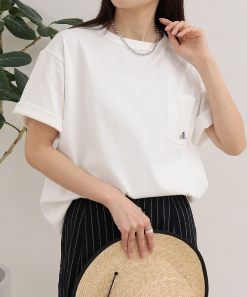 fredy emue(フレディエミュ)の「【GEVACO/ゲバコ】ベーシックオープンエンド天竺Tシャツ(Tシャツ/カットソー・レディース・ネイビー/ミント/オフホワイト・38)」の11枚目の写真