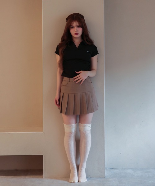M DOLLY（エムドリー）の「Ribbon sadie polo tops / リボンセイディポロトップス（ポロシャツ・レディース・ブラック/グレー/ネイビー/ピンク/ホワイト・FREE）」の18枚目の写真