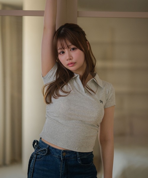 M DOLLY（エムドリー）の「Ribbon sadie polo tops / リボンセイディポロトップス（ポロシャツ・レディース・ブラック/グレー/ネイビー/ピンク/ホワイト・FREE）」の20枚目の写真