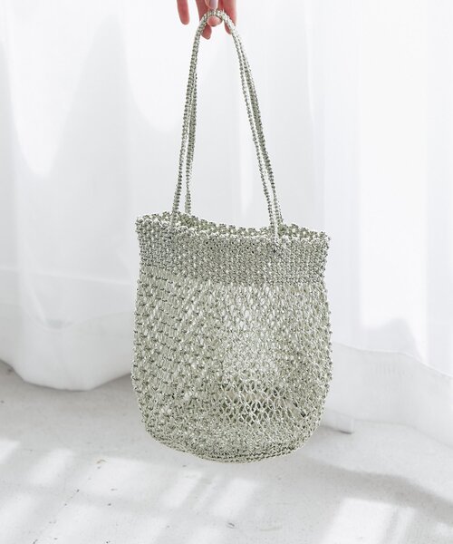La boutique BonBon(ラブティックボンボン)の「【バグマティ】メタリッククロシェバッグ(トートバッグ・レディース・ゴールド/ピンク・FREE)」の2枚目の写真