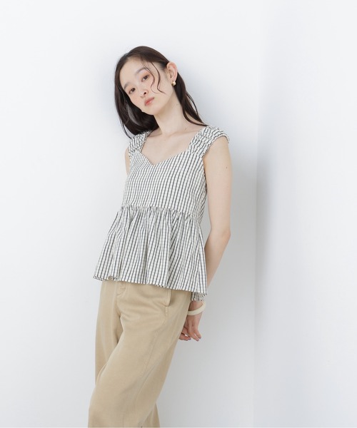 N.(N. Natural Beauty Basic)(エヌエヌナチュラルビューティーベーシック)の「【セットアップ可能】チェック SETUP ブラウス(シャツ/ブラウス・レディース・ホワイト系その他/ブラック系その他2・フリ-)」の4枚目の写真