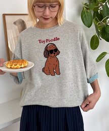 【UNISEX】アニマル柄サマーニット袖切替し配色TEE