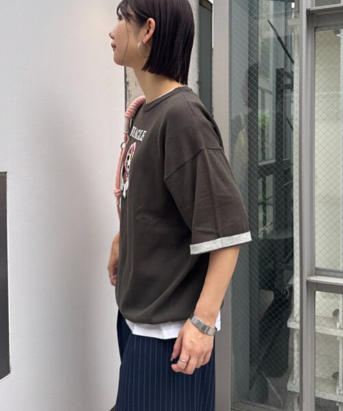 CIAOPANIC TYPY(チャオパニックティピー)の「【UNISEX】アニマル柄サマーニット袖切替し配色TEE(Tシャツ/カットソー・メンズ・ネイビー/チャコールグレー/ライトグレー/グリーン・MEDIUM/LARGE)」の15枚目の写真