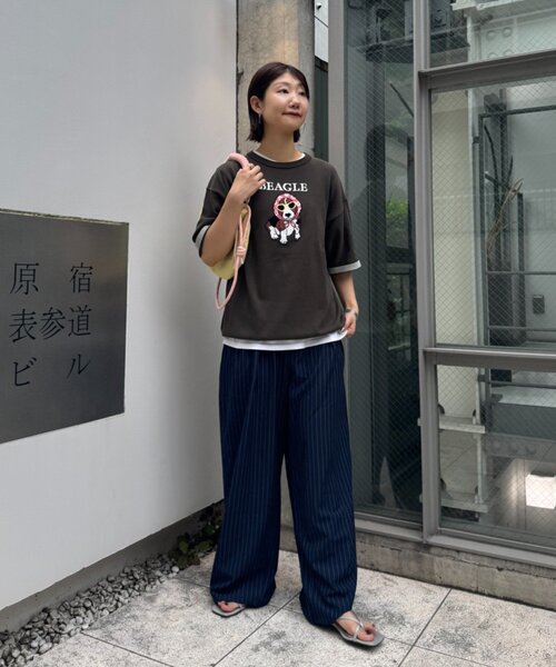 CIAOPANIC TYPY(チャオパニックティピー)の「【UNISEX】アニマル柄サマーニット袖切替し配色TEE(Tシャツ/カットソー・メンズ・ネイビー/チャコールグレー/ライトグレー/グリーン・MEDIUM/LARGE)」の17枚目の写真