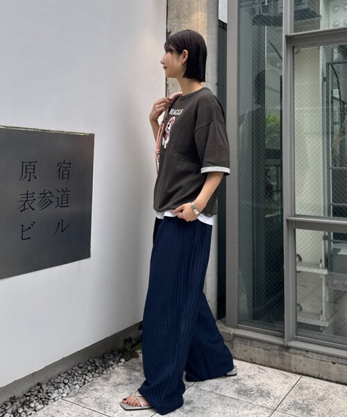 CIAOPANIC TYPY(チャオパニックティピー)の「【UNISEX】アニマル柄サマーニット袖切替し配色TEE(Tシャツ/カットソー・メンズ・ネイビー/チャコールグレー/ライトグレー/グリーン・MEDIUM/LARGE)」の18枚目の写真