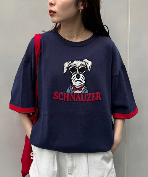 CIAOPANIC TYPY(チャオパニックティピー)の「【UNISEX】アニマル柄サマーニット袖切替し配色TEE(Tシャツ/カットソー・メンズ・ネイビー/チャコールグレー/ライトグレー/グリーン・MEDIUM/LARGE)」の20枚目の写真