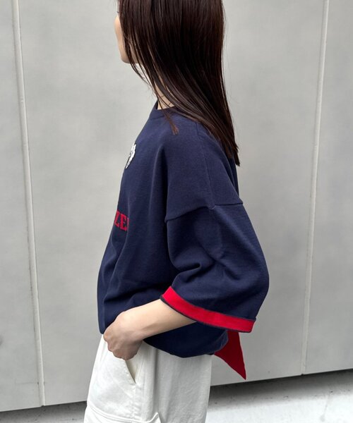 CIAOPANIC TYPY(チャオパニックティピー)の「【UNISEX】アニマル柄サマーニット袖切替し配色TEE(Tシャツ/カットソー・メンズ・ネイビー/チャコールグレー/ライトグレー/グリーン・MEDIUM/LARGE)」の21枚目の写真