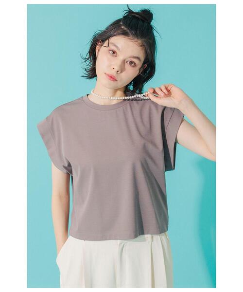 Park Slope NEWYORKER（パークスロープニューヨーカー）の「【接触冷感・肌離れ素材】フレンチスリーブプルオーバー（Tシャツ/カットソー・レディース・ブラック/グレイッシュベージュ・MEDIUM/LARGE）」の4枚目の写真