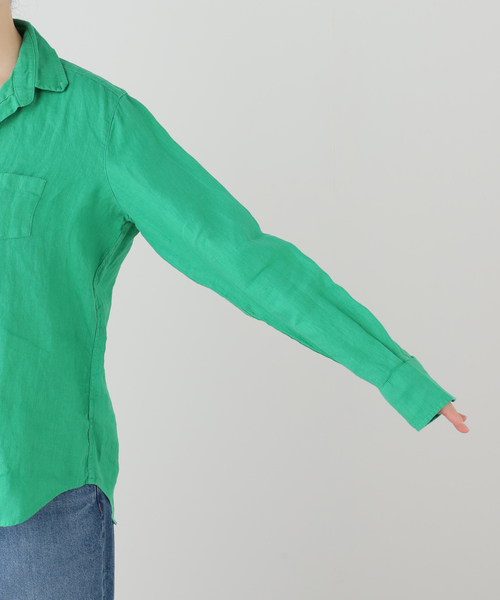 Frank&Eileen(フランクアンドアイリーン)の「Frank&Eileen/フランク&アイリーン WASHED LINEN シャツ(シャツ/ブラウス・レディース・グリーン・X-SMALL)」の4枚目の写真
