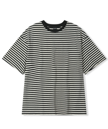 MOOVN（ムブン）の「オーバーサイズストライプ半袖Tシャツブラック（Tシャツ/カットソー）」
