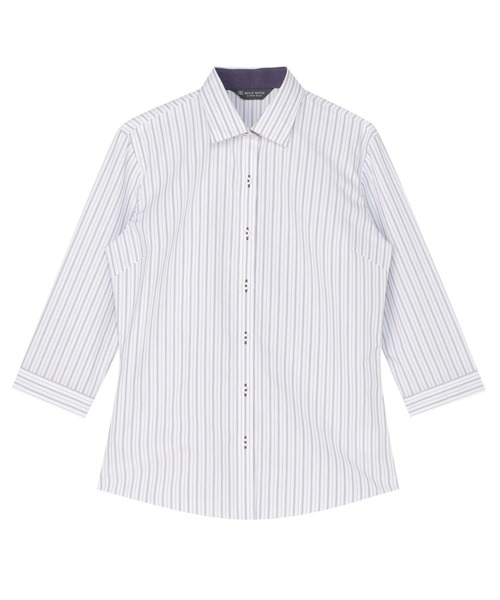 TOKYO SHIRTS(トウキョウシャツ)の「【透け防止】 形態安定ノンアイロン ワイド 7分袖ビジネスワイシャツ(ビジネスシャツ・レディース・パープル・XL/M/XS/S/L/LL)」の1枚目の写真