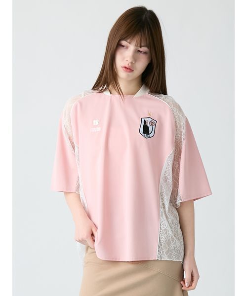 FURFUR(ファーファー)の「ユニフォームムードレースTシャツ(Tシャツ/カットソー・レディース・ブラック/ピンク・F)」の2枚目の写真