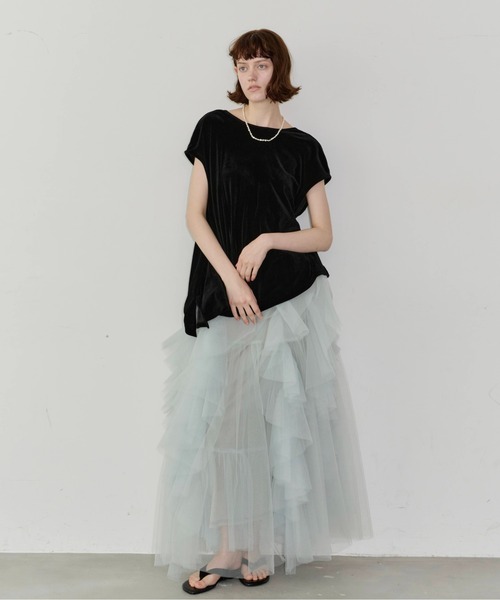 LA BELLE ETUDE（ラベルエチュード）の「2wayシアーベロアアシンメトリーTOPS（Tシャツ/カットソー・レディース・ブラウン/ブラック・FREE）」の20枚目の写真
