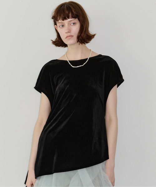LA BELLE ETUDE（ラベルエチュード）の「2wayシアーベロアアシンメトリーTOPS（Tシャツ/カットソー・レディース・ブラウン/ブラック・FREE）」の6枚目の写真