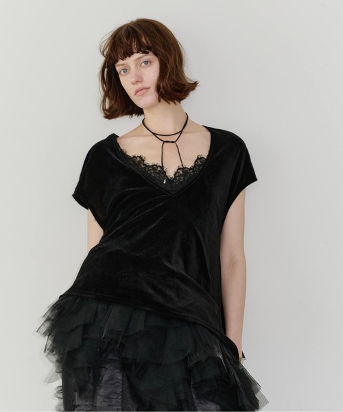 LA BELLE ETUDE（ラベルエチュード）の「2wayシアーベロアアシンメトリーTOPS（Tシャツ/カットソー・レディース・ブラウン/ブラック・FREE）」の7枚目の写真