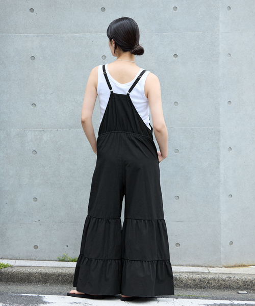 IENA（イエナ）の「《/手洗い可》ティアードサロペット（サロペット/オーバーオール・レディース・ブラック・38/36）」の4枚目の写真