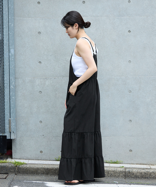 IENA（イエナ）の「《/手洗い可》ティアードサロペット（サロペット/オーバーオール・レディース・ブラック・38/36）」の5枚目の写真