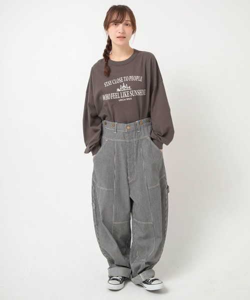 URCH RNA(アーチ アールエヌエー)の「O0761 フレンチワークのサスペンダーチョアパンツ(サロペット/オーバーオール・レディース・ホワイト×ブラック・FREE)」の9枚目の写真