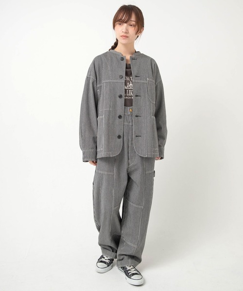 URCH RNA(アーチ アールエヌエー)の「O0761 フレンチワークのサスペンダーチョアパンツ(サロペット/オーバーオール・レディース・ホワイト×ブラック・FREE)」の10枚目の写真