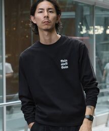 【FFEIN】ワンポイント3段ロゴ刺繍ロンT / ユニセックス ロンT 長袖 刺繍 クルーネック オーバーサイズ