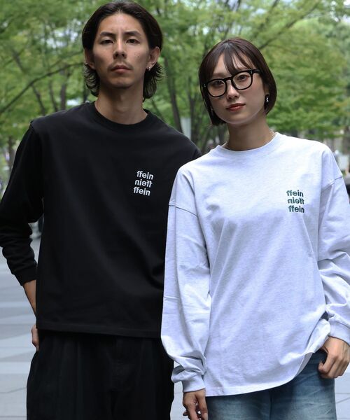 FFEIN(フェイン)の「【FFEIN】ワンポイント3段ロゴ刺繍ロンT / ユニセックス ロンT 長袖 刺繍 クルーネック オーバーサイズ(Tシャツ/カットソー・メンズ・ネイビー/アッシュグレー/ホワイト/ブラック・X-SMALL/SMALL/MEDIUM/LARGE)」の5枚目の写真