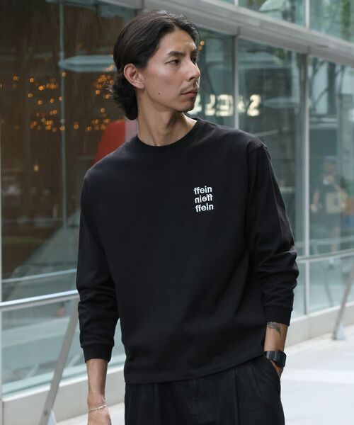 FFEIN(フェイン)の「【FFEIN】ワンポイント3段ロゴ刺繍ロンT / ユニセックス ロンT 長袖 刺繍 クルーネック オーバーサイズ(Tシャツ/カットソー・メンズ・ネイビー/アッシュグレー/ホワイト/ブラック・X-SMALL/SMALL/MEDIUM/LARGE)」の10枚目の写真