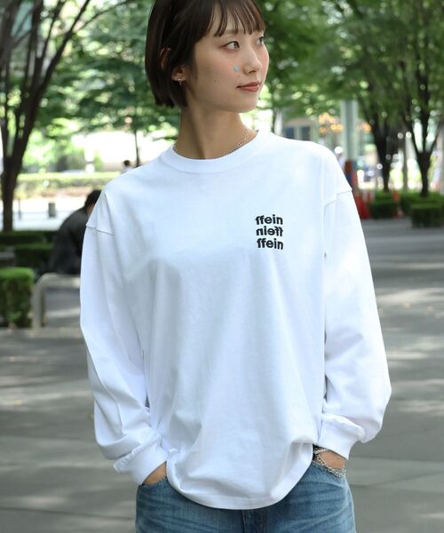 FFEIN(フェイン)の「【FFEIN】ワンポイント3段ロゴ刺繍ロンT / ユニセックス ロンT 長袖 刺繍 クルーネック オーバーサイズ(Tシャツ/カットソー・メンズ・ネイビー/アッシュグレー/ホワイト/ブラック・X-SMALL/SMALL/MEDIUM/LARGE)」の11枚目の写真