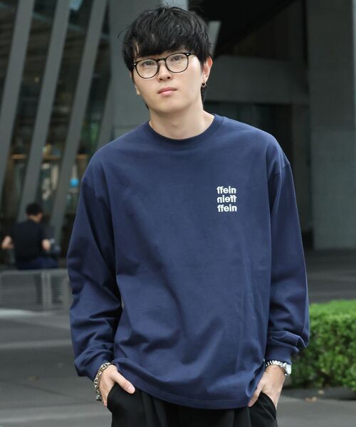 FFEIN(フェイン)の「【FFEIN】ワンポイント3段ロゴ刺繍ロンT / ユニセックス ロンT 長袖 刺繍 クルーネック オーバーサイズ(Tシャツ/カットソー・メンズ・ネイビー/アッシュグレー/ホワイト/ブラック・X-SMALL/SMALL/MEDIUM/LARGE)」の17枚目の写真